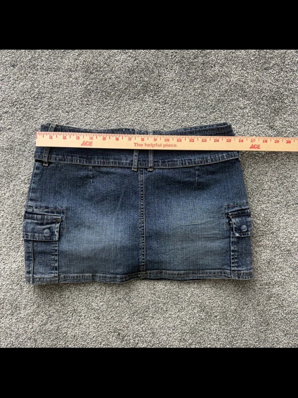 Denim Mini Skirt with Studded Belt and shorts - Blue vintage Y2K - Picture 6 of 6